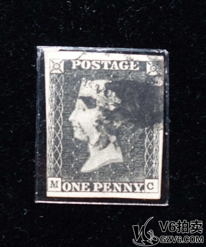 Lot176-138 1840年英國黑便士郵票 四邊見白，有折痕 中上品